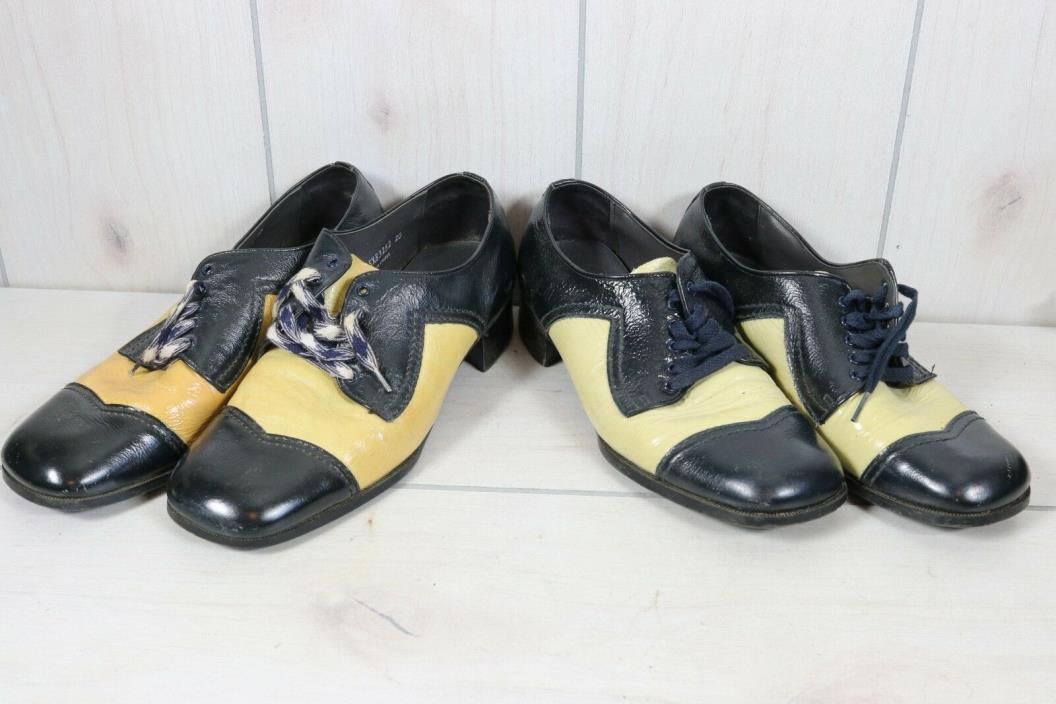 Lot of 2 pr Vintage 1960's Pedwin Patent Oxfords Shoes Rockabilly Pimp Costume