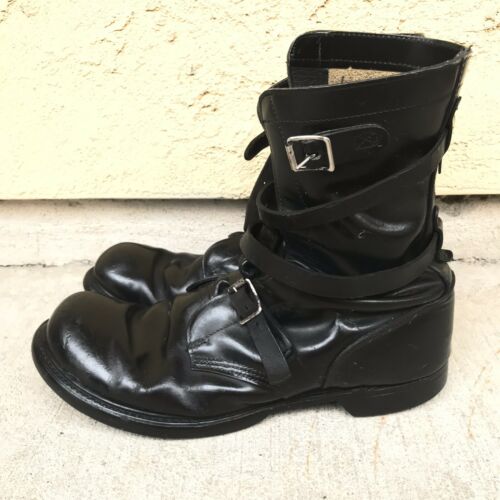 Vtg 1986 Tank Tanker Motorcycle Boots Black Leather 12 Corcoran HH USA Military