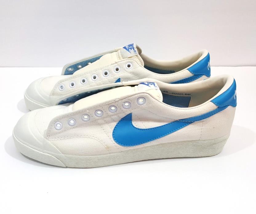 VTG 1980s Deadstock NIKE 3-Pointer Lo Baby Blue White Canvas US Mens Size 10 NOS