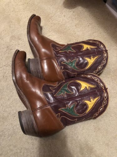 Awesome Leather Acme Vintage Inlay Peewee Cowboy Boots. 1940’s