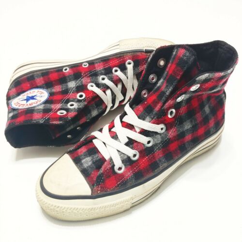 Converse Flannel All Star Chuck Taylor Wool Flannel Plaid Vintage 1990s 4.5