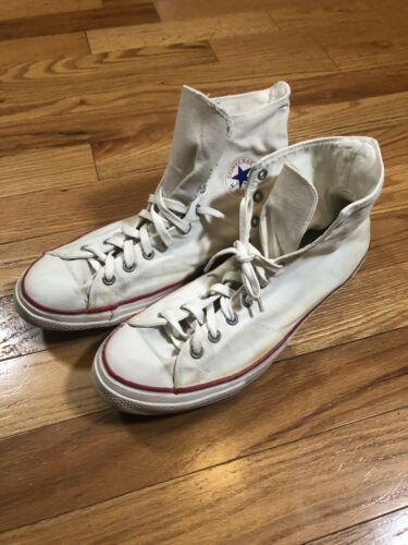 Vintage Converse All Star Chuck Taylor White High Top Size 15 Used Made In USA