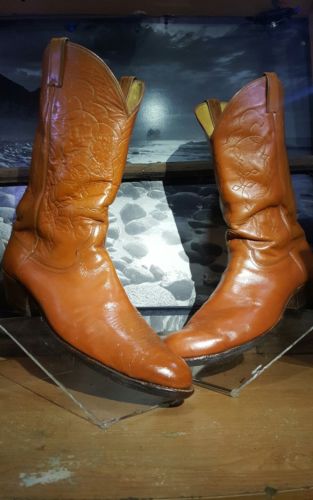 Justin Boots roper cowboy Western leather lined Men's 13 B Vintage RUSTIC