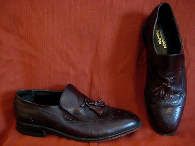 FREEMAN vintage mens dress SHOES sz 10.5 D brown tassel loafer wingtip Free-Flex