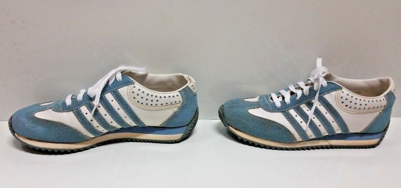Vintage PRO BLUE SUEDE SNEAKERS--White Stripes--Running Shoes-Sz  8-1980's Men's