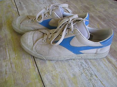 VTG SEARS Men's White & Blue Canvas Sneakers Size 8.5