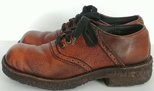 Vtg Men’s Towncraft Disco Brown Leather Gum  Sole Platform 70’s Saddle Shoes 9B