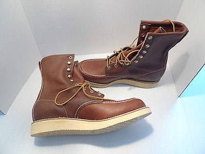 CHIPPEWA- MEN'S LEATHER BOOTS WITH WEDGE SOLES- VINTAGE-MADE IN USA-SIZE 8.5 D