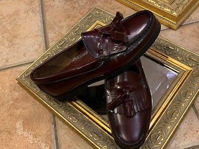 DEXTER VINTAGE BURGUNDY LEATHER TASSLES KILTIE LOAFERS DRESS SHOES EU 7 M MENS