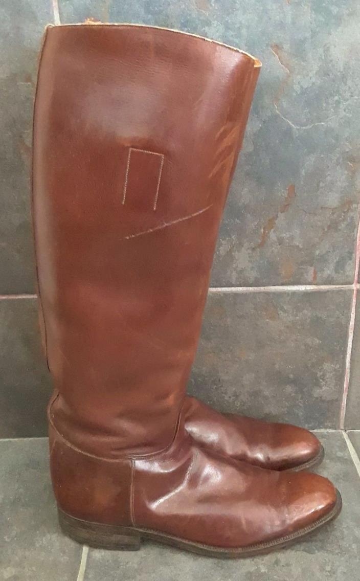Manfield & Sons England Vtg Leather Equestrian Antique Tall Riding Boots 10 C