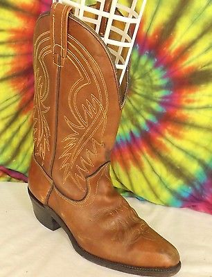 size 7.5 D mens vintage brown leather TEXAS western cowboy boots