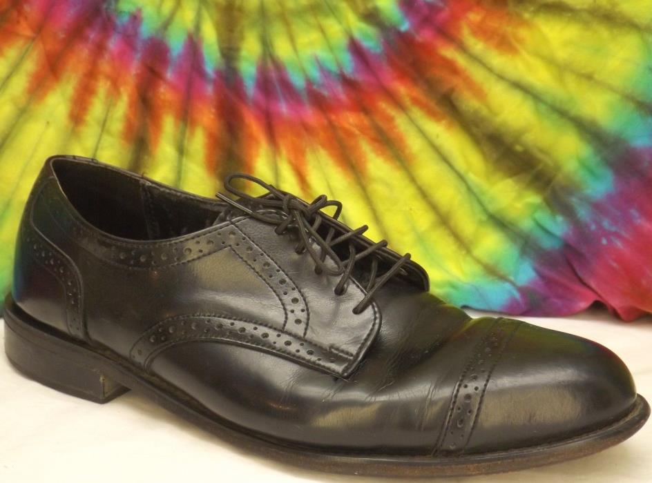 size 10 M mens vintage 80s black leather DEXTER cap-toe oxfords dress shoes