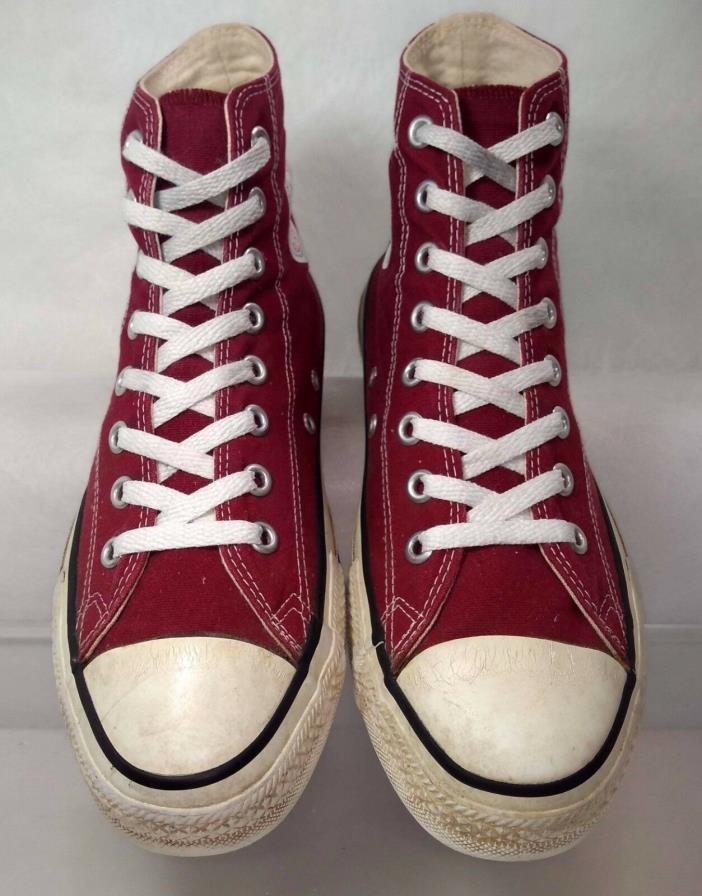 Converse Vintage 90' Made in USA Burgundy Canvas Hi Top Men US 9 Well Maintained