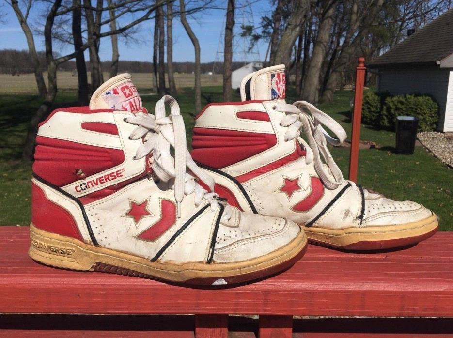 Vintage 1980s Leather Converse Basketball High Top NBA All Star Shoes Sz 9 Cons