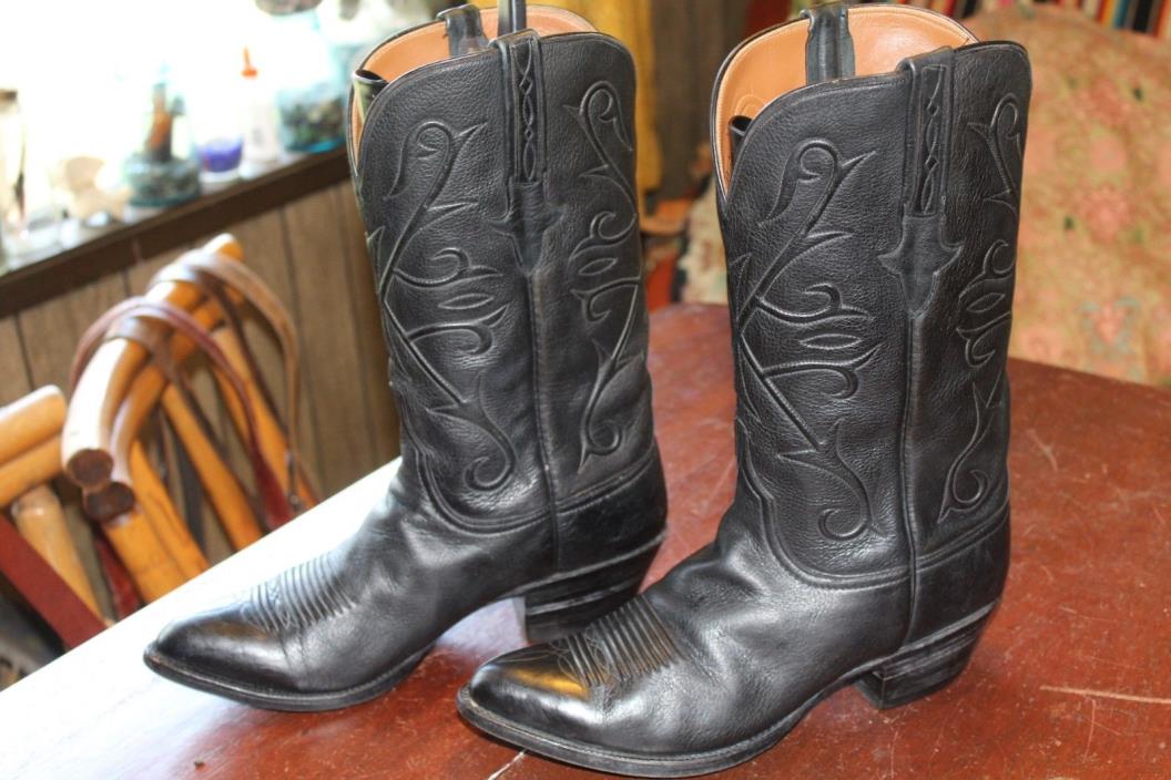 TALL VINTAGE LUCCHESE LEATHER COWBOY BOOTS 9.5 D