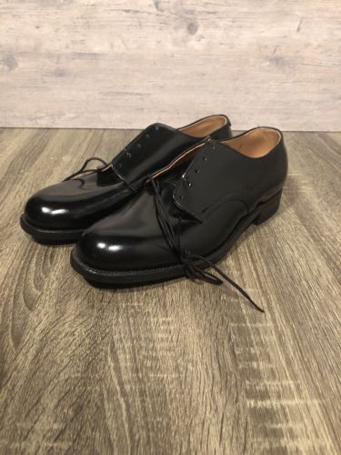 VINTAGE 1972 GENESCO INC. BLACK LEATHER MILITARY OXFORD SHOES SIZE 9R New
