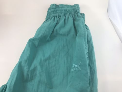 Vintage PUMA nylon pants 1980s Green  Size Medium New old stock w/o Tag