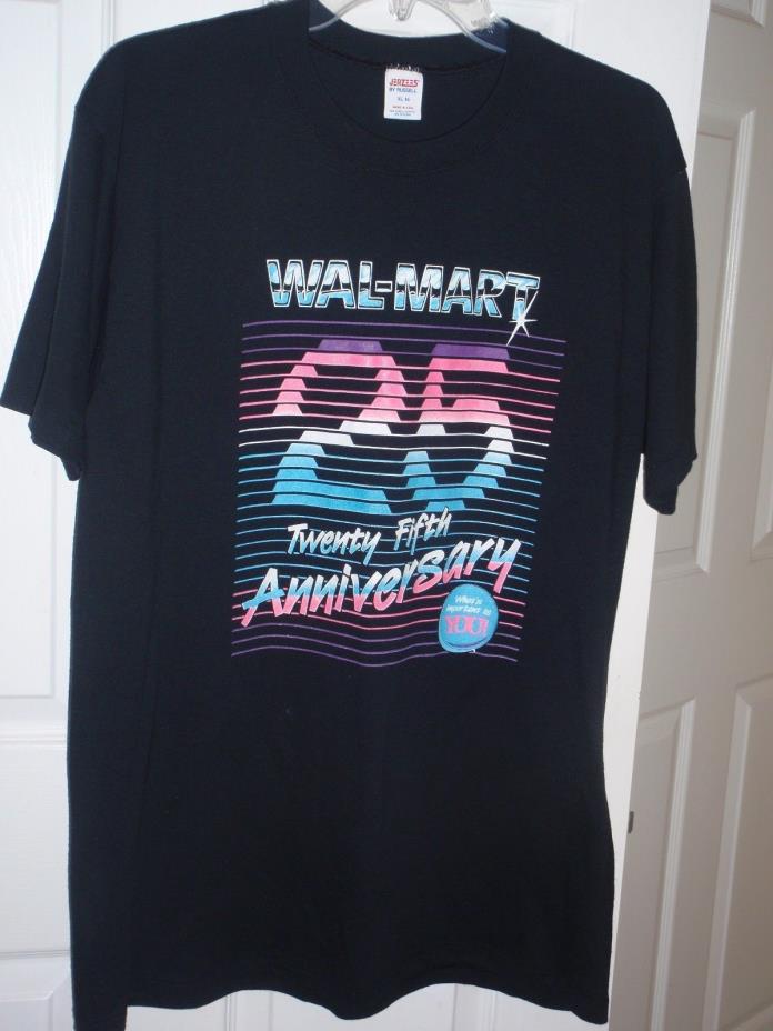 Walmart 1987 VINTAGE T shirt 25th Anniversary UNISEX Black Jerzees USA Sz XL 46