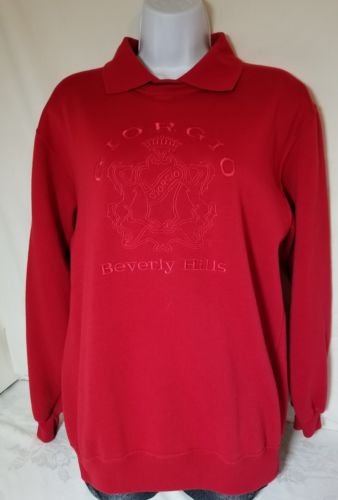 VTG Giorgio Beverly Hills sweatshirt 1980s red sweatshirt polo neck retro Size M