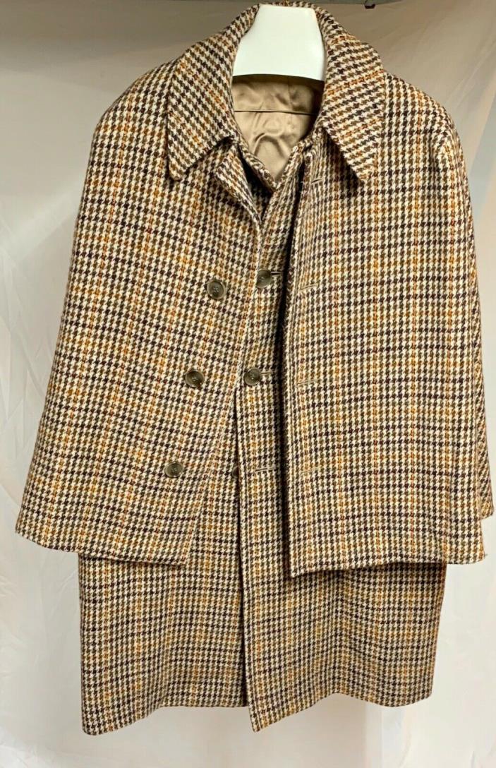 Vintage Sherlock Holmes style Harris Tweed Inverness Cape, Harrod’s, size 42-44