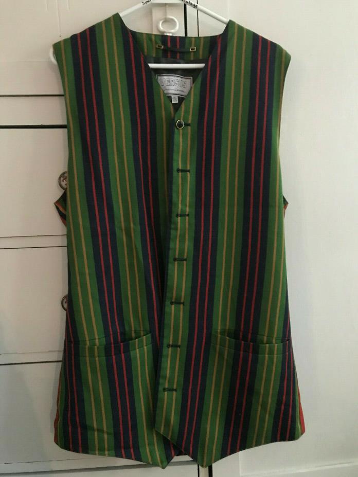 Vintage Versus Versace Wool Vest Striped Green Blue Red Yellow Size 36 / 50