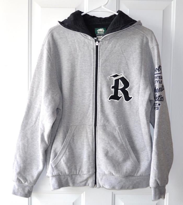 Vintage Roots Full Zip Hooded Sweatshirt Gray Lined Size M Aspen Embroidered