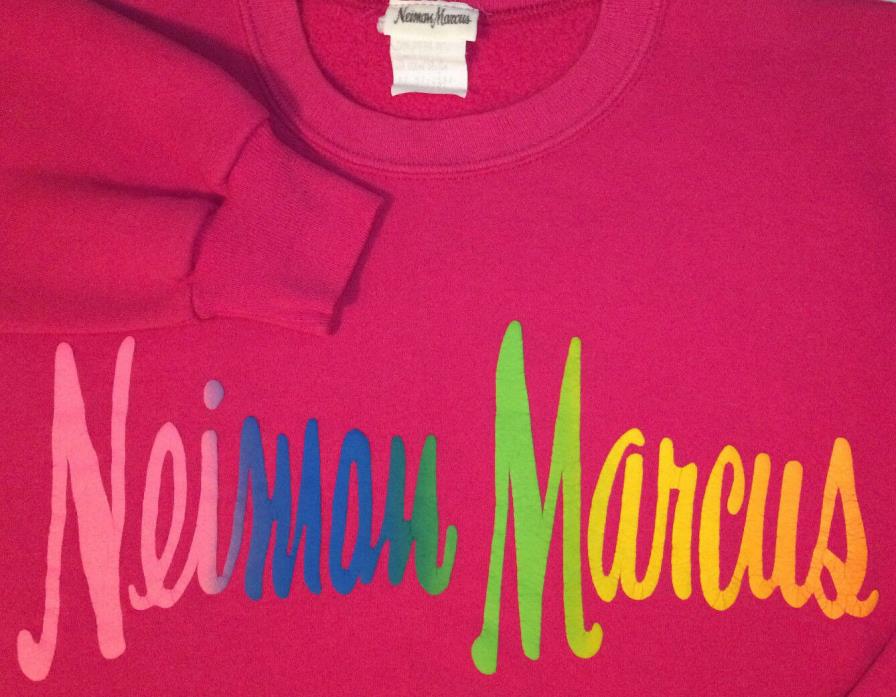 Neiman Marcus Raspberry Vintage Sweatshirt Crewneck Rainbow Logo Lettering Large