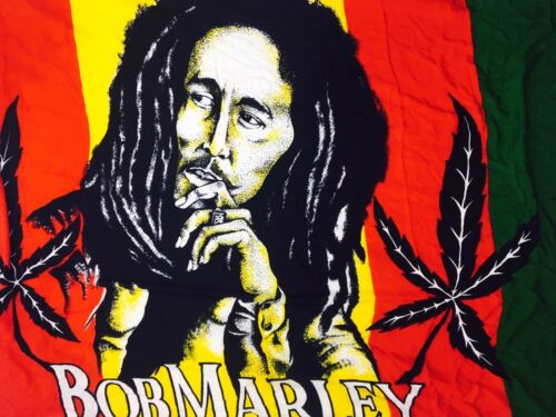 Vintage Bob Marley Tapestry Flag Scarf Weed Rasta Boho Hippie Grateful Dead 420