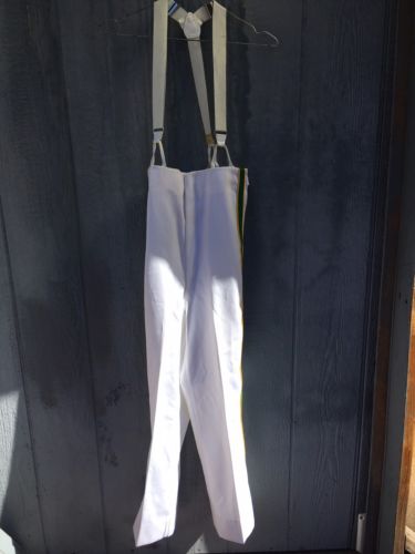 Vintage Bibber 60's Marching Band Uniform Suspender Pants White Green & Yellow