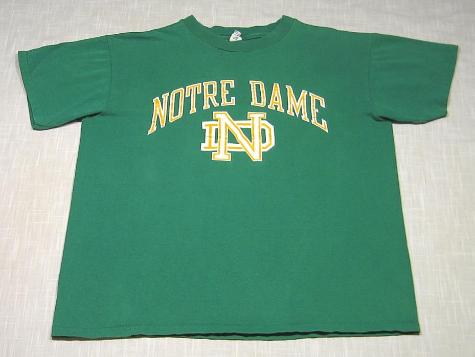 Vtg NOTRE DAME College Football T-Shirt (80s) Champion Brand FIGHTING IRISH! L