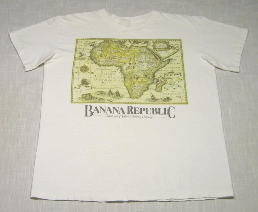 Vintage BANANA REPUBLIC T-Shirt (90s) Map of Africa SAFARI! RARE! WOW! XS/S