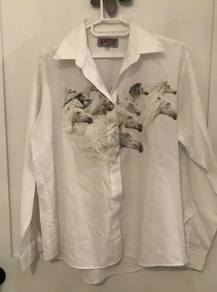 Apache Wild Horses Cowboy Rhinestone Shirt Size Medium 10 / 12