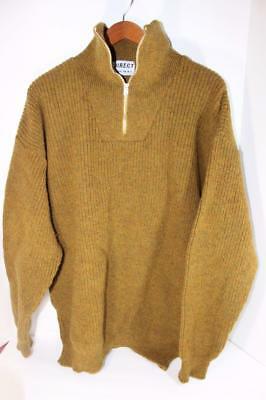 Vintage DIRECT brand New Zealand men's Wool Sweater Mustard Brown XL WARM!