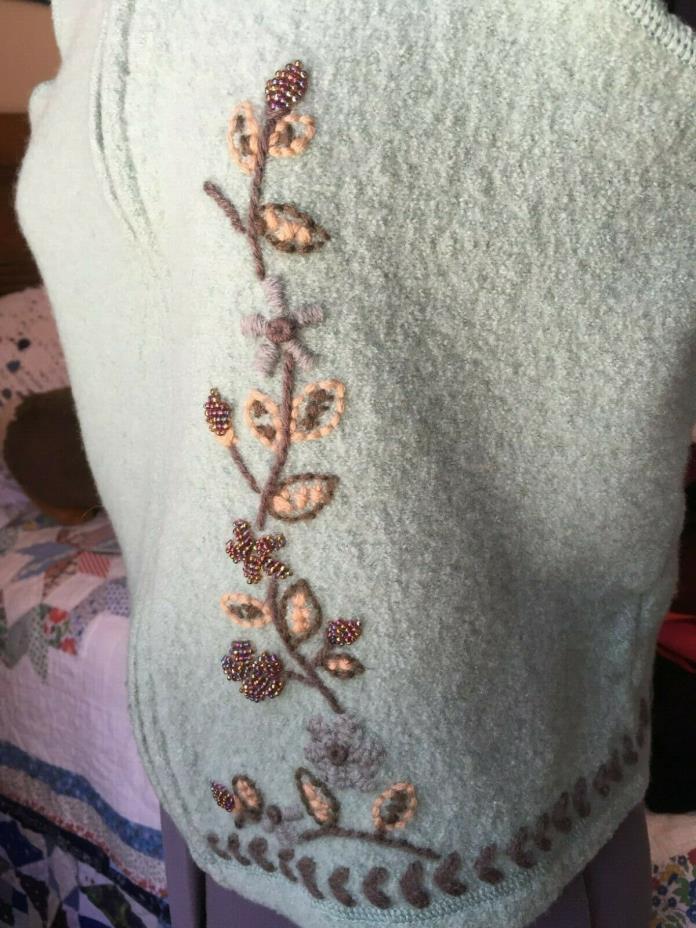 Sigrid Olsen Sport Vintage boiled wool vest hand embroidered