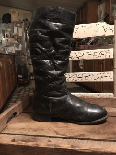Antique Military Leather Black Boot Riding 16” Knee High 10.5 Inch Single Left