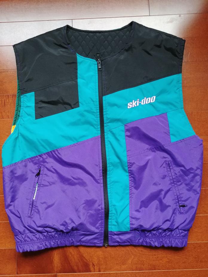 Vintage Vest Retro Ski-Doo Skidoo Ski Snowmobile Moto-Ski Bombardier Reversible