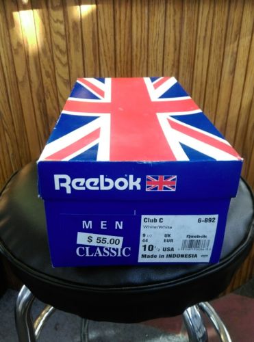 Vintage Empty Reebok Shoe Box Men's Club C 6-892 UK flag Logo 10 1/2