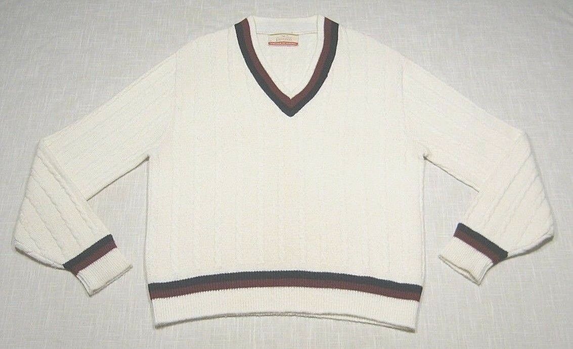 Vintage JANTZEN Cable-Knit Tennis Sweater (60s/70s) Mod COUNTRY CLUB! M