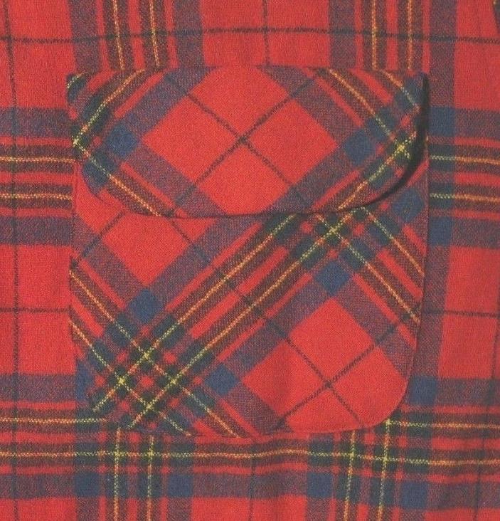 Vtg PENDLETON Plaid Flannel Board Shirt (60s/70s) LOOP COLLAR! FLAP POCKETS! L