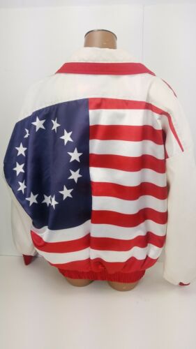 Vintage Kim Baker Design USA American Flag Jacket Size Medium Made In USA