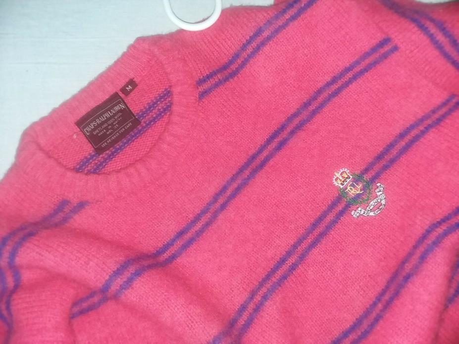 Ralph Lauren Chaps Shetland 100% Wool Size M Pink Purple Knit Sweater