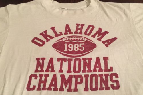 Vintage OU SOONERS 1985 NATIONAL CHAMPIONS T Shirt Rare Original Soft Thin Tee