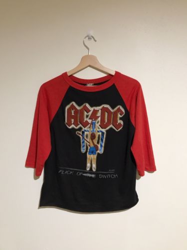 Vintage AC/DC Shirt 1983 Flick Of The Switch Tour Blues Band Rock N Roll Medium