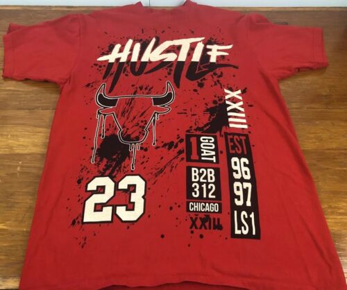 Vtg 90s Chicago Bulls Michael Jordan Hustle GOAT T Shirt Mens Size Large