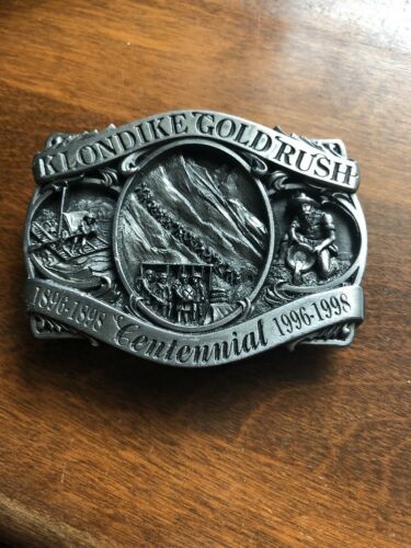 1996 Klondike Gold Rush Centennial Pewter Belt Buckle!!!