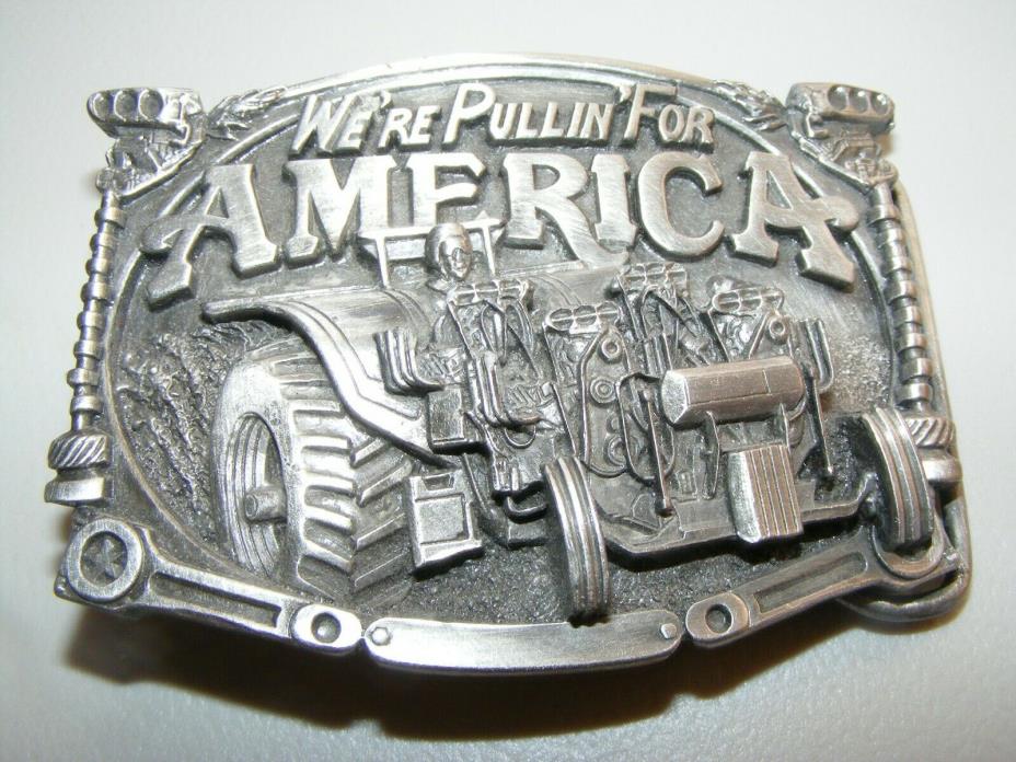 Vintage 1986 Bergamot Brass Belt Buckle Good Condition We're Pullin For America