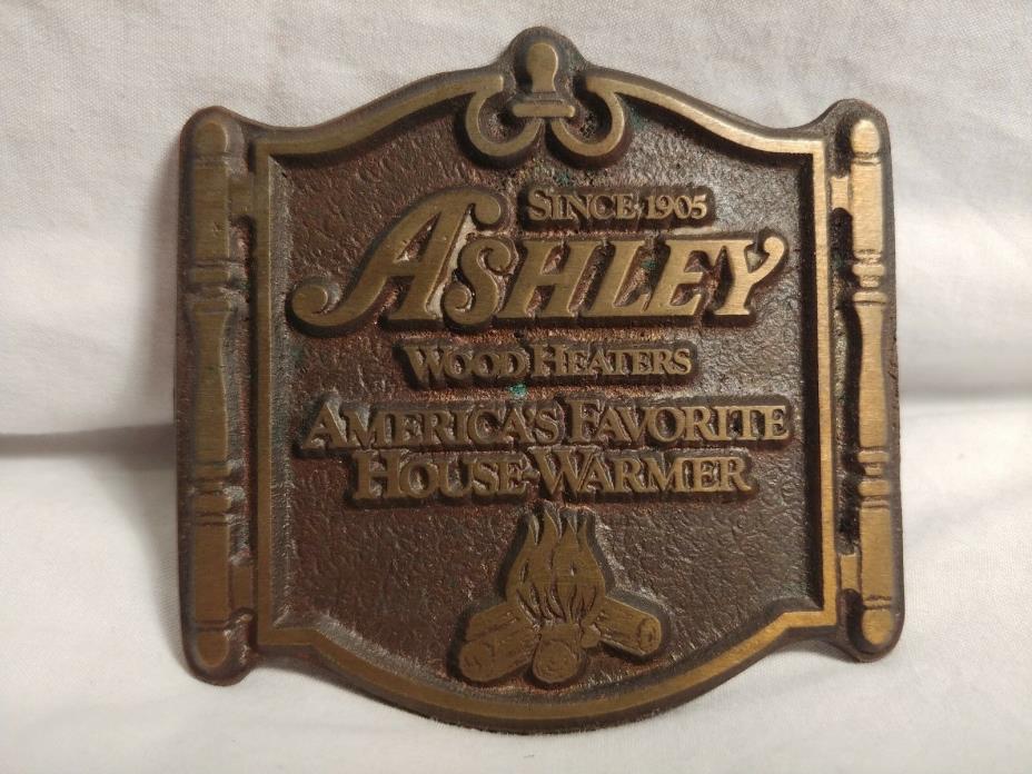 Vintage Ashley Wood Heaters Brass Belt Buckle