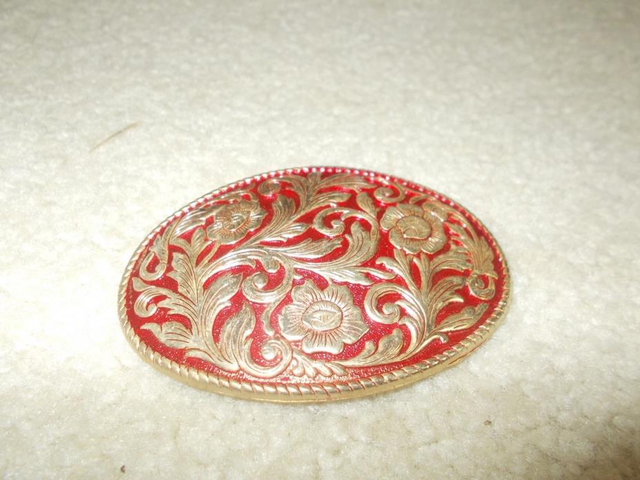 RED AND GOLD COUNTRY AND WESTERN BELT BUCKLE