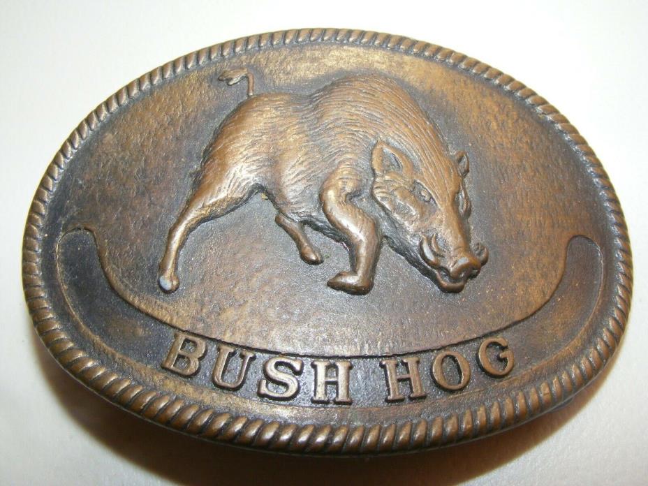 Vintage Brass Belt Buckle Good Condition Bush Hog Made in USA