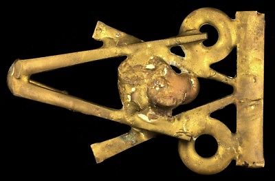 Vtg Carpenter Nail Brutalist Abstract Sculpture Rustic Art Brasstone Belt Buckle